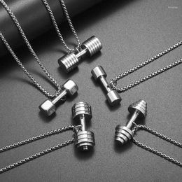 Pendant Necklaces Stainless Steel Fashion Creative Barbell Dumbbell Necklace Men And Women Personalized Trendy Casual Jewelry Accessories