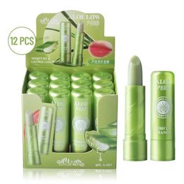 12PcsLot Aloe Vera Moisturizing Lip Balm Color Changing Lipstick Long Lasting Nutritious Tinted Lips Care Wholesale 240321