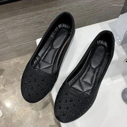 Casual Shoes Flat Women Boat Ladies BritishFlat Woman Loafers Soft Flats Pointed Toe PU Slip On Shallow