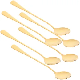 Coffee Scoops 6 Pcs Spoon Spoons Holder Stainless Steel Supplies Tea Household Scoop Small For Dessert Stirring Korean Gold