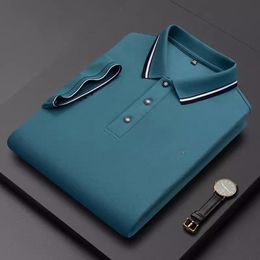 2024 Brand polo shirt men's short-sleeved T-shirt lapel loose large size high-end collared top T-shirt trend