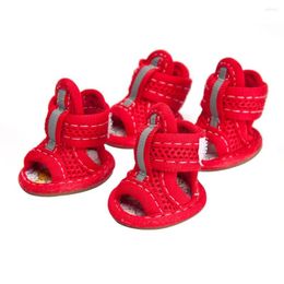 Dog Apparel 4Pcs Practical Mesh Shoes Cotton Sneakers Wear-resistant Protective Pet Sandals