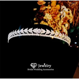 Hair Clips Crowns For Women Wedding Accessory Bridal Headbands Engagement Ornaments Leaf Shape Crystal Shining Pageant Diadem FO69