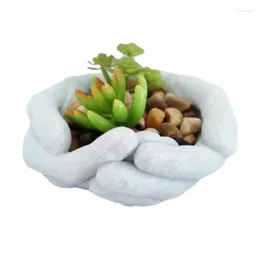 Decorative Flowers Hand Shaped Succulent Planter Pot Big Concrete Organizer Resin Flower Small Cactus