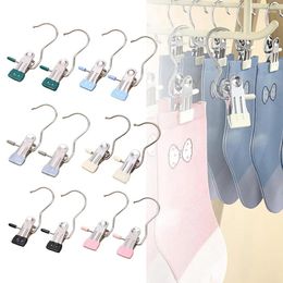 Hangers 12 PCS Laundry Hanging Hooks Clips Travel Heavy Duty Clothes Stainless Steel For Closet Socks Drying