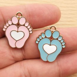 10pcs Baby Feet Charm for Jewellery Making Enamel Necklace Earring Pendant Diy Supplies Craft Accessories Gold Plated