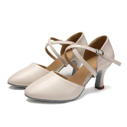 SWDZM Damskie buty nowoczesne buty do tańca skórzane buty do tańca salsa balsamowa tango jazz latynoskie buty dla kobiet kobiety taniec środkowy pięta