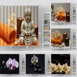 Shower Curtains Spa Decoration Curtain Towels Essential Oils Candles Buddha Statues Prints Bath Decor Polyester Bathroom Products