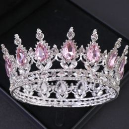Gorgeous Crystal Bridal Wedding Hair Accessories Rhinestone King Queen Full Round Circle Pageant Tiara Crystal Prom Royal Crown