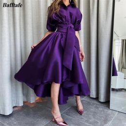 Party Dresses Bafftafe Grape Simple Vintage Satin Formal Evening Arabic Half Sleeves V Neck Ankle Length Women Outfits Wear Prom Gowns