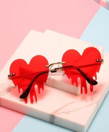 Dripping Heart Sunglasses for Women Vintage Fashion Unique Rimless Glasses Trendy UV400 Outdoor Sun Glasses5307104