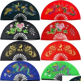 Martial Arts Bamboo Right Hands Fan Tai Chi Performance Kung Fu Fans Cosplay Black Er China Many Pattern Drop Delivery Sports Outdoors Otgp4