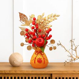 Decorative Flowers Artificial Potted Flower Ornament Decor Basket For Office Holiday Style C 16cmx32cm