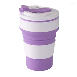 Cups Saucers Silicone Folding Coffee Cup Portable Outdoor Travel Drinking Foldable With Lid High Temperature Resistant Water