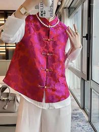 Ethnic Clothing 2024 Chinese Style Women Fashion Daily Vintage Floral Jacquard Oriental Vest Lady Graceful Tangsuits Versatile Coat