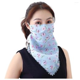 Scarves 2024 Spring Summer Chiffon Scarf Lightweight Face Mask Sun Protection Outdoor Riding Anti-UV Protective Silk