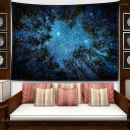 Tapestries Forest Night View Tapestry Wall Hanging Natural Art Landscape Bohemian Abstract Witchcraft Mysterious Living Room Home Decor