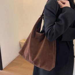 Retro Suede Fabric Women Tote Bag Fashion Underarm Large Capacity Soft Leather Shoulder Casual Portable Shopping Handbag 240329