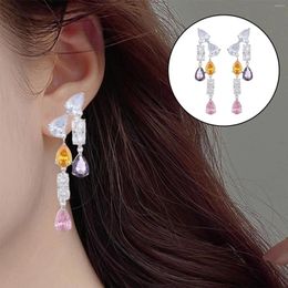 Dangle Earrings 2 Pieces Girls Charms Statement Lightweight Exquisite Colourful Rhinestone Fashion For Dating Anniversary Summer