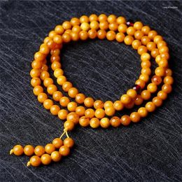 Charm Bracelets Old Beeswax Bracelet Multi-circle Amber Beads Chicken Oil Yellow National Wind 108 For Men And Women