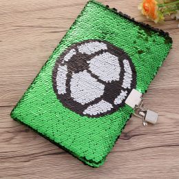 Sequin Football Journal Secret Diary with Lock, Notebook Private Journal Football Notebook Gifts for Boy