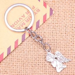 20pcs Fashion Keychain 24x17mm pray angel Pendants DIY Men Jewellery Car Key Chain Ring Holder Souvenir For Gift 240320