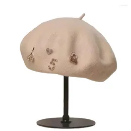 Berets Parent Child Little Fragrant Wind Girl Heavy Industry Love Beret Pearl Metal Fleece Cloud Painter Hat Versatile