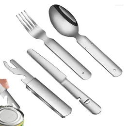 Dinnerware Sets 4 In 1 Silverware Set Stainless Steel Flatware Knives Fork Spoon Can Opener Tableware Tool Kit For Home Kitchen Restaurant