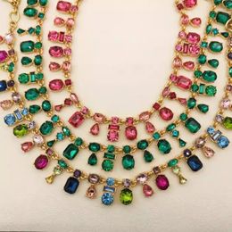 Chains Vintage Color Crystal Combination Light Luxury Niche Design Temperament High-grade Collar Bone Choker Necklace Women
