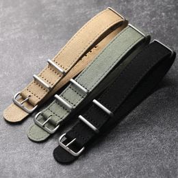 Watch Bands Handmade Pure Canvas Strap 20MM 22MM Black Khaki Green Grey G10 Breathable Soft Vintage Men Diving Chain