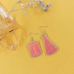 Fantasy Colorful Laser Asymmetric Chemical Reagent Bottle Beaker Acrylic Drop Earrings School Opens Stationery Party Jewelry