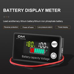 DM 6133A LCD Battery Capacity Indicator Temperature Alarm DC 8V-100V Lead Acid Lithium LiFePO4 Voltmeter Voltage Gauge 12V 24V