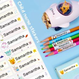 Name Sticker Custom Waterproof Kawaii Decals Personalised First Name Label for Children School Stationery Bottle Tag