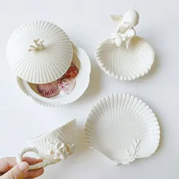 Cups Saucers High-end Shell Coffee Cup And Saucer Set Good-looking Afternoon Tea Point Drinking Family Breakfast Reheatable Milk