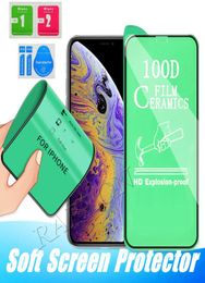 New 100D Ceramics Film Soft Screen Protector Full Glue Full Cover For IPhone 14 Pro Max 14Pro 13 12 Mini 12Pro 11 XS XR 8 7 6S Plu9068049