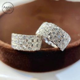 Earrings Aazuo 18K Pure Solid White Gold Real Natrual Diamonds 1.0ct 10M Width Hook Earring Gifted For Women Advanced Wedding Party Au750