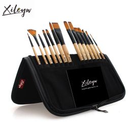 Brushes 14pcs Watercolor Brushes with Pencil Case Acrylic Paint Brush for School Artists Painting Drawing Paintbrushes Set