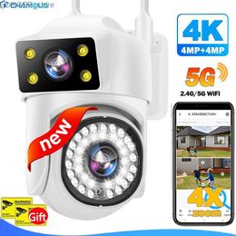 Other CCTV Cameras 4K 8MP 5G WiFi Camera Dual Lens Dual Screen IP Camera Outdoor 4MP HD PTZ Security Protection CCTV Surveillance Video Street Cam Y240403