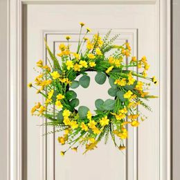 Decorative Flowers Daisy Flower Wreath Simple Front Door Spring Artificial Hanging Ornament For Wedding Garden Holiday Porch Window