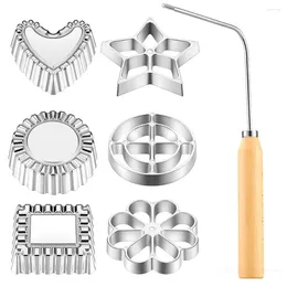 Baking Moulds 7Pcs Cooking Fried Mould With Handle Rosette Iron Set Aluminium Maker Heart Star Circle Square Cookies Kitchen Tools