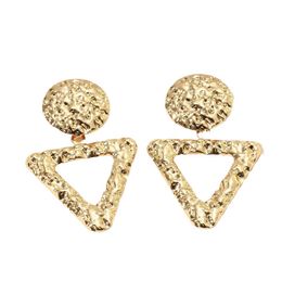 New European and American exaggerated Jewellery retro geometric triangle shaped metal earrings Personalised temperament alloy hollow earrings