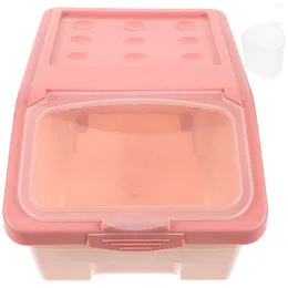 Storage Bottles Transparent Rice Bucket Box Kitchen Miscellaneous Grain Flour Moisture-proof Sealed Cylinder (pink)