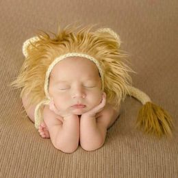 Photography 2 Pcs Baby Props Lion Hat Tail Set Newborn Photography Costumes Knitted Outfits