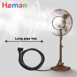 HEMAN Fan Ring Mist System 1/4 inch misting Cooling Ring with Brass Sprinkler Nozzles and Water tap Adapter PE Fan Ring