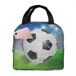 Dinnerware Football Court Lunch Bag Insulated With Compartments Reusable Tote Handle Portable For Kids Picnic School