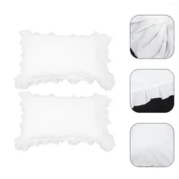 Pillow Pair Of Pure White Lace Pleated Ruffle Pillowcases Bedroom Cover Household