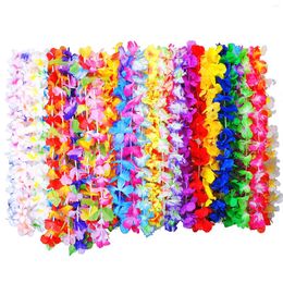 Decorative Flowers 36pcs Necklace Hawaiian Floral Lei Beach Tropical Theme Holiday Party Favour Summer Ruffled Birthday Decor Celebration