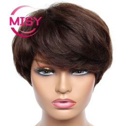 Natural Human Hair Wigs Short Bob Wig With Bangs For Women Straight Brazilian Remy Cheap Pixie Cut Wig Human Hair