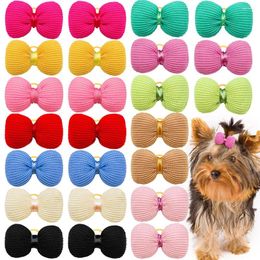 Dog Apparel 10PCS Solid Color Hair Bows Rubber Bands Puppy Cat Grooming Bowknot Pet Decorate Accessories Headwear