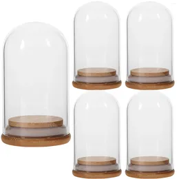 Vases 5 Pcs Corks Glass Display Case Dome Ornaments Storage Toys Model Holder Domes Bamboo Preserved Flower Figurine